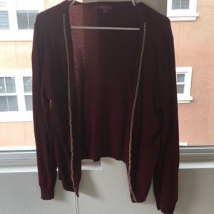 Red and gold cardigan